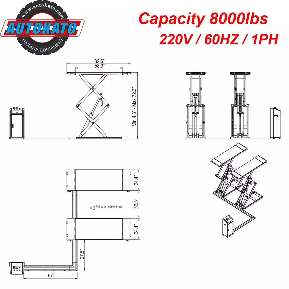 Yyear KATOOL AK-X95 Full Rise Scissor Auto Lift Electric Lock Release 220V 1PH