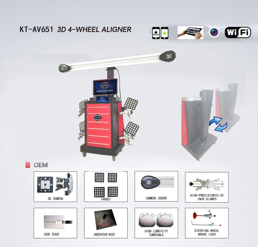 KATOOL Wheel Alignment Machine Works on 2 Post & Scissor Lift--AV651