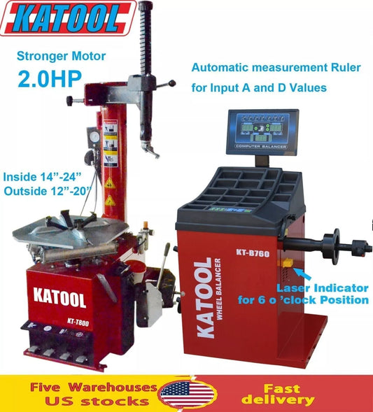 KATOOL KT-T800/KT-B760 Tire Changer Wheel Balancer 2.0HP Motor Auto Repair