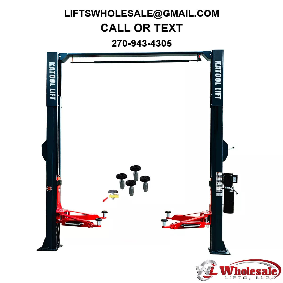 KATOOL KT-AS110D 11,000lb 2-Post Asymmetrical Clearfloor Lift Single Release