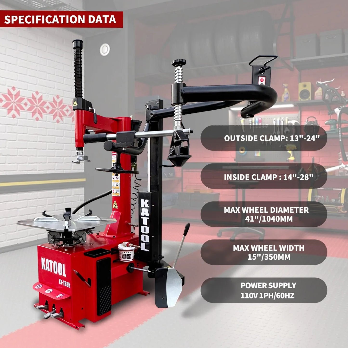 KATOOL Bead Blaster Tire Changer Machine  KT-T835 2.0HP Motor Double Arm