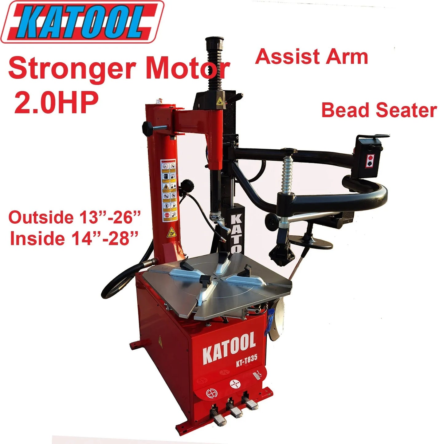 KATOOL Bead Blaster Tire Changer Machine  KT-T835 2.0HP Motor Double Arm