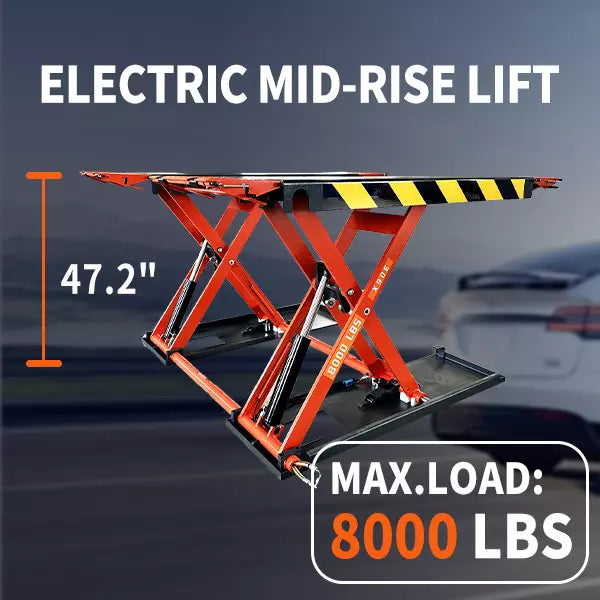 KATOOL KT-X90 Mid Rise Scissor Lift 8000lbs Electric Release 47.2in 110V/1PH