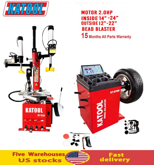 KATOOL KT-T830/KT-B700 Tire Changer & Wheel Balancer Machine 2HP Motor