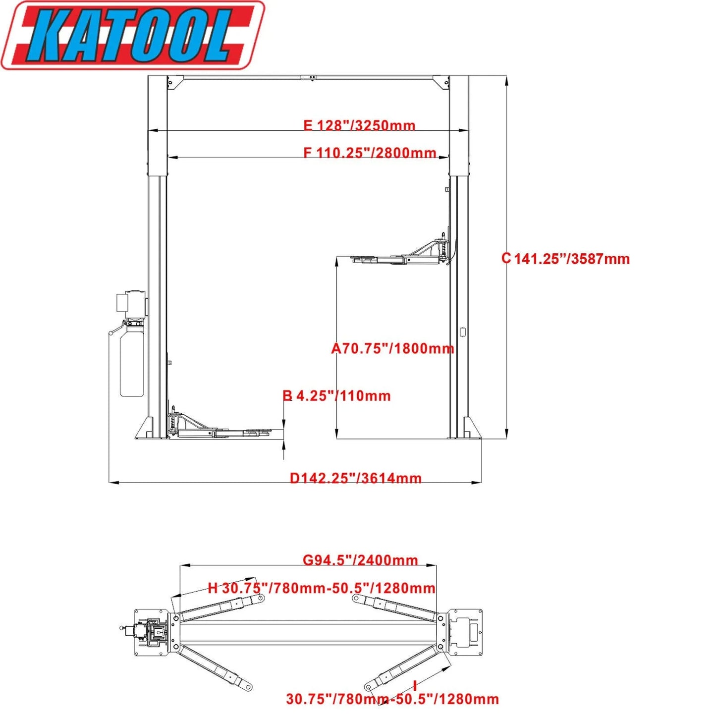 KATOOL 2 Post Lift 11000lbs Two Post Lift Auto Lift Car Lift Hoist Equipment Shipping