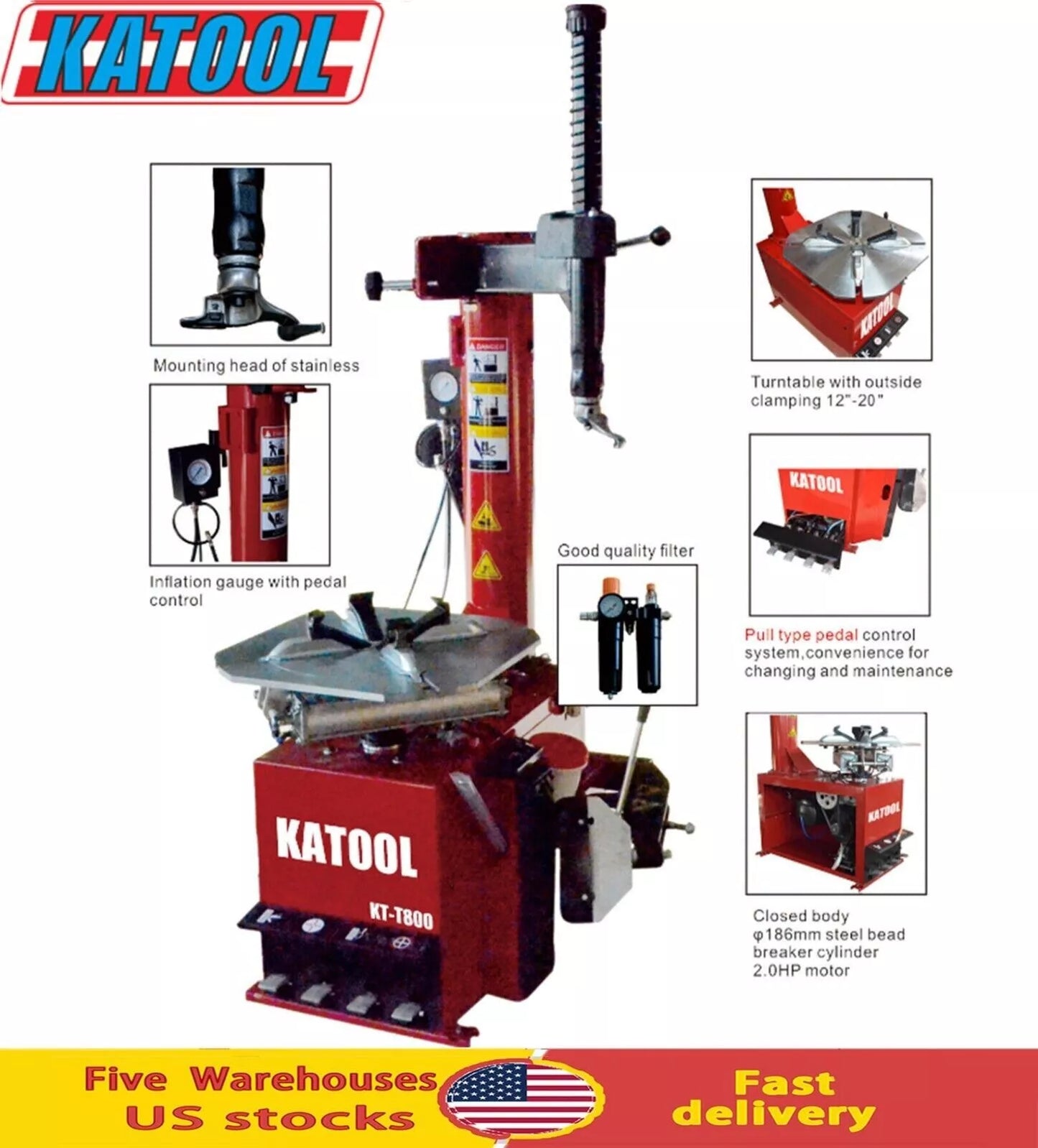 KATOOL Tire changer Machine Motor 2.0HP KT800 Garage equipment