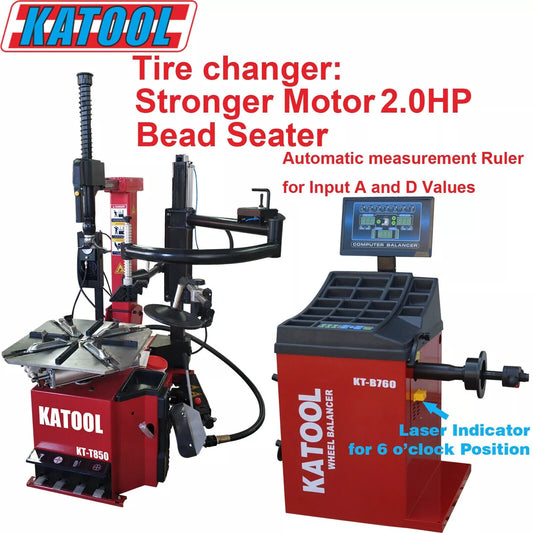 KATOOL KT-T850/KT-B760 Tire Changer Wheel Balancer with Motorcycle Adaptors